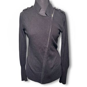 Banana Republic Black Cowl Neck Sweater with Asymmetric Zipper